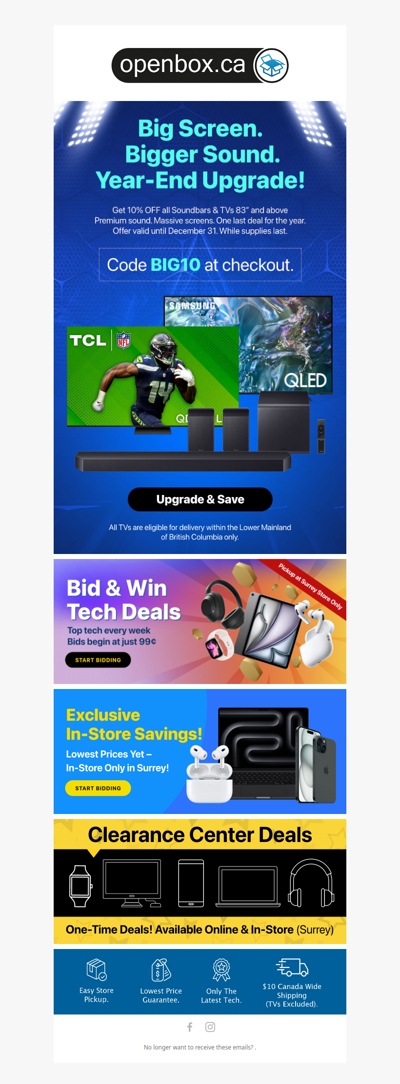 Year-End Deal: Save 10% on Soundbars & 83”+ TVs!