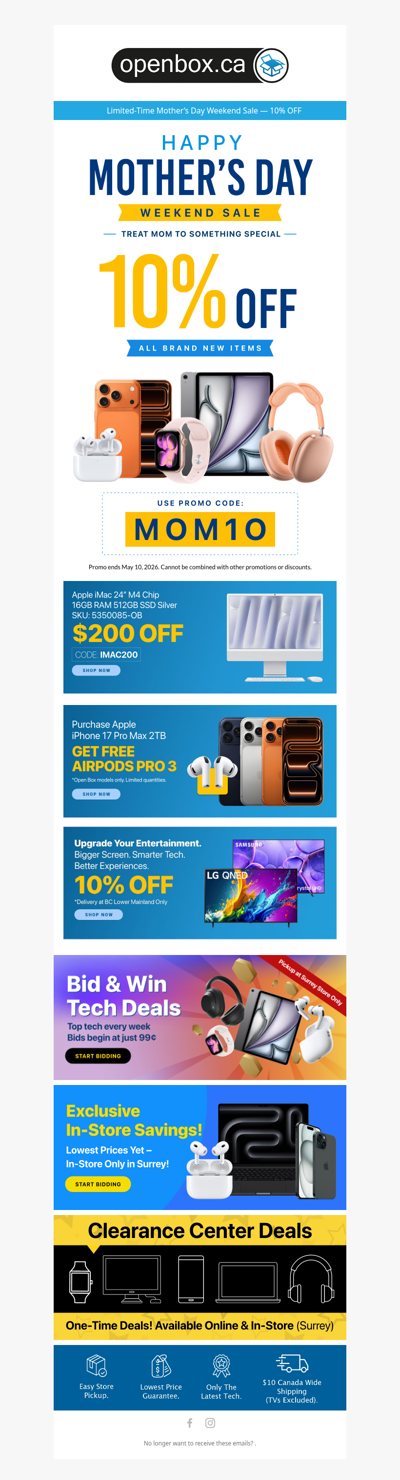 Mother’s Day Weekend Sale – 10% OFF New Items