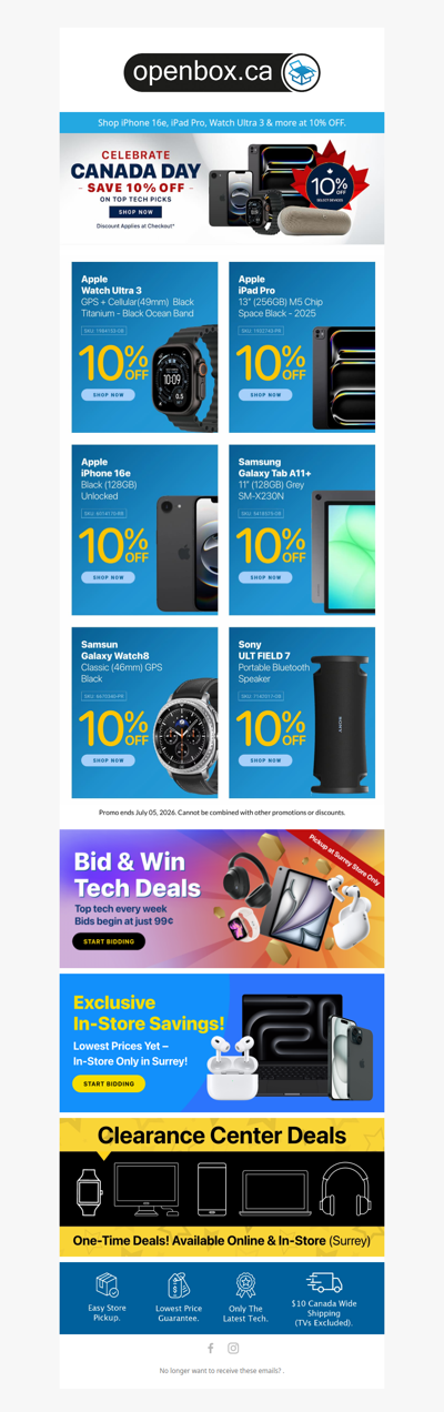 🇨🇦 Canada Day Sale — 10% OFF Select Tech