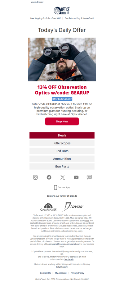 Score 13% Off Observation Optics!