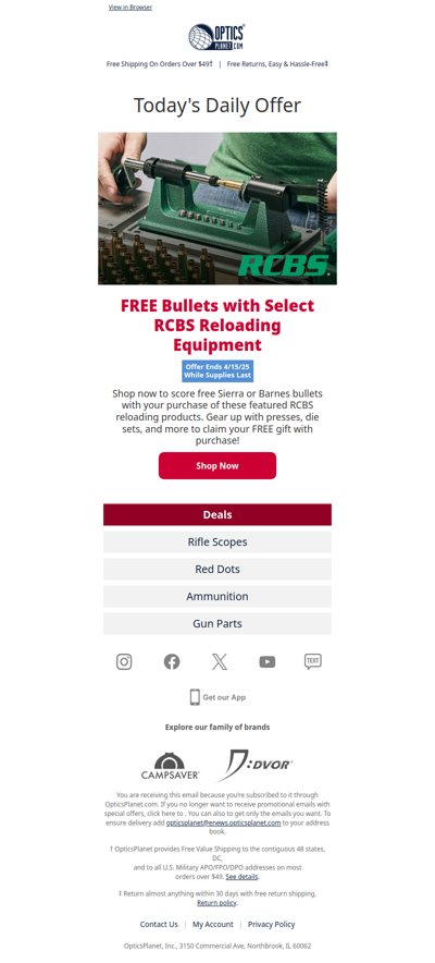 FREE Bullets w/Select RCBS Reloading Gear!