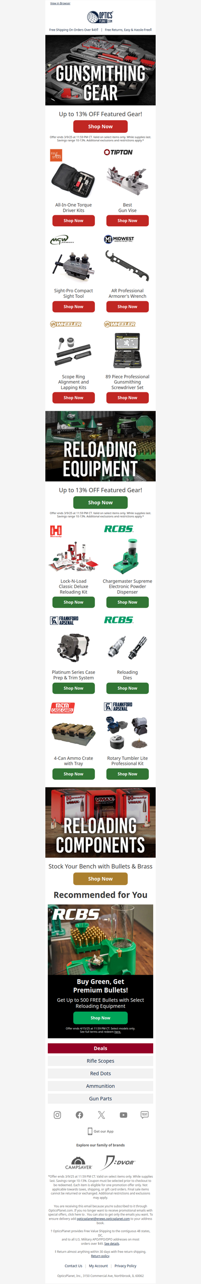 Up to 13% OFF Gunsmithing & Reloading Gear!