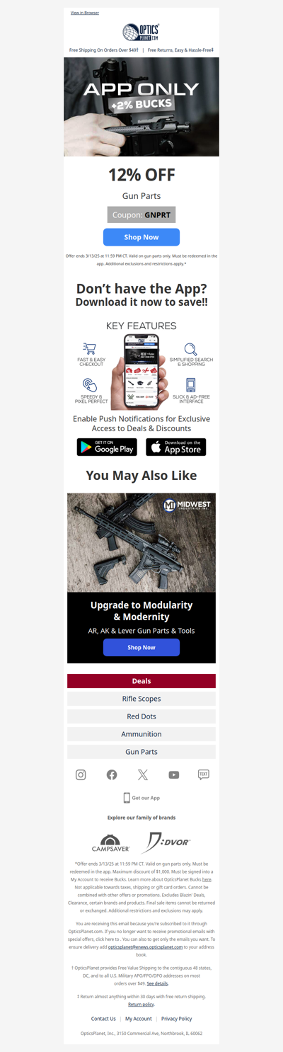 12% OFF Gun Parts in the App!