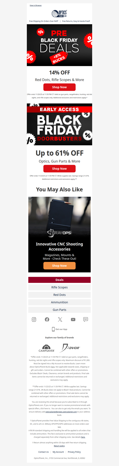 14% OFF Red Dots, Rifle Scopes & More