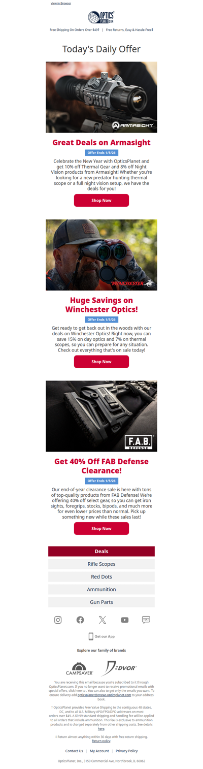 Huge Savings on Armasight, Winchester Optics & FAB Defense