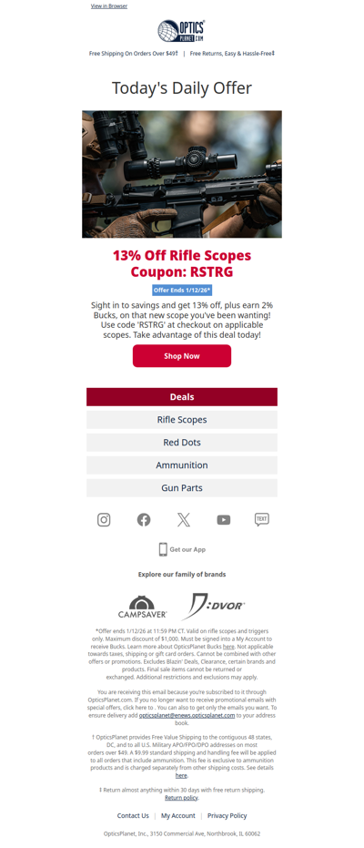 13% Off Rifle Scopes with Code!
