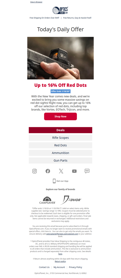 Get Up to 16% Off Red Dot Sights!