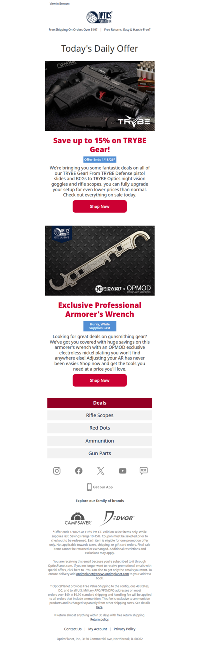 Up to 15% Off TRYBE Optics, Gun Parts & More!