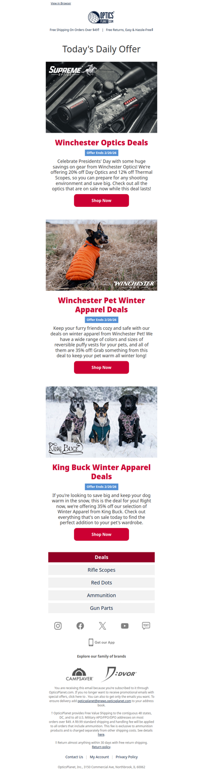Save on Winchester Optics, Winchester Pet & King Buck!