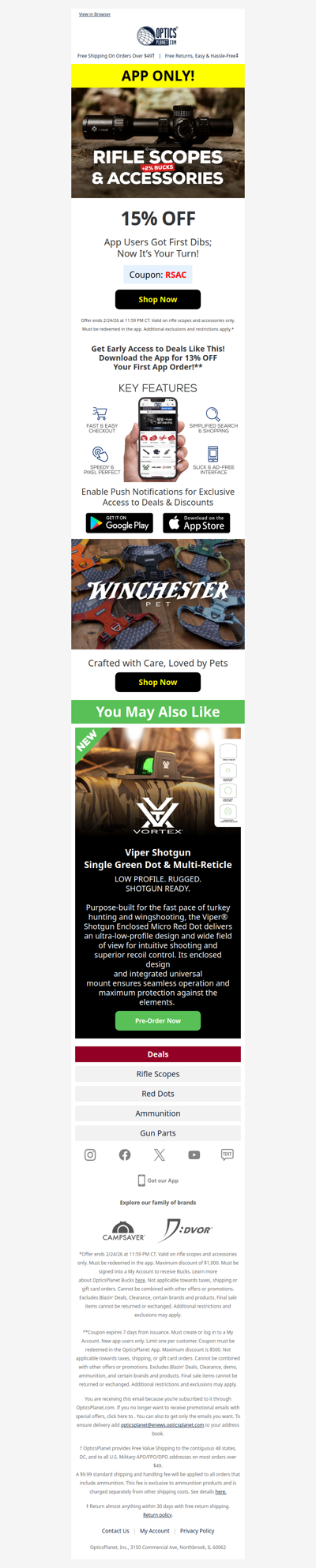 📲 15% OFF Rifle Scopes & Accessories in the App
