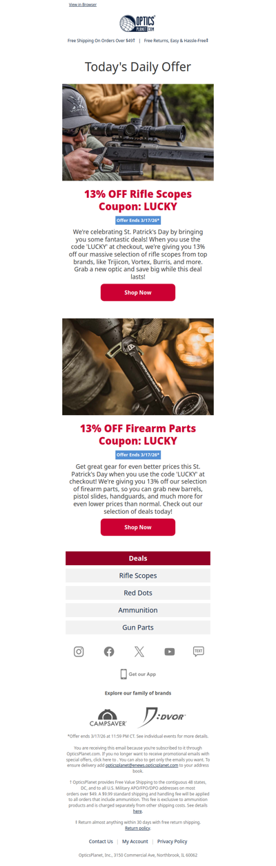 13% OFF Rifle Scopes & Gun Parts!