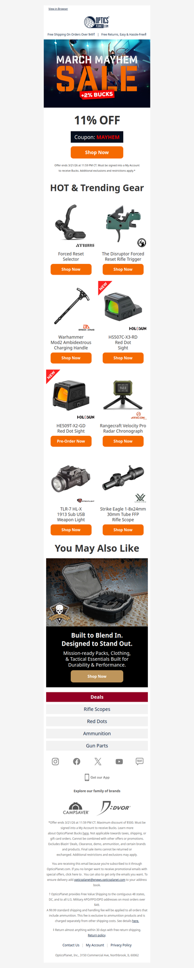 Score 11% OFF – March Mayhem!