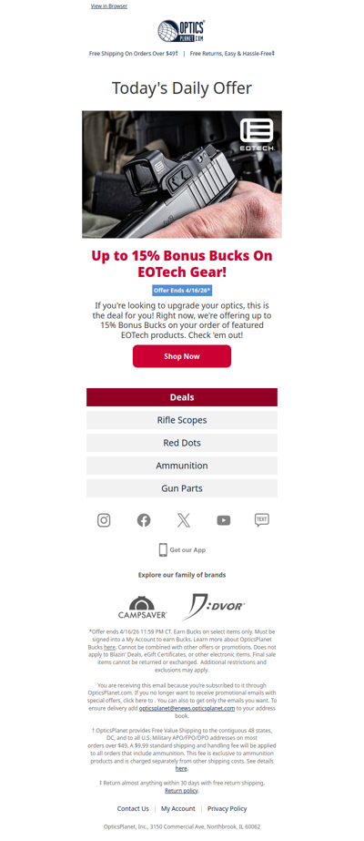 Up to 15% Bonus Bucks on EOTech!