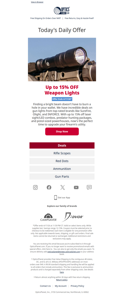 Up to 15% OFF Weapon Lights 💡