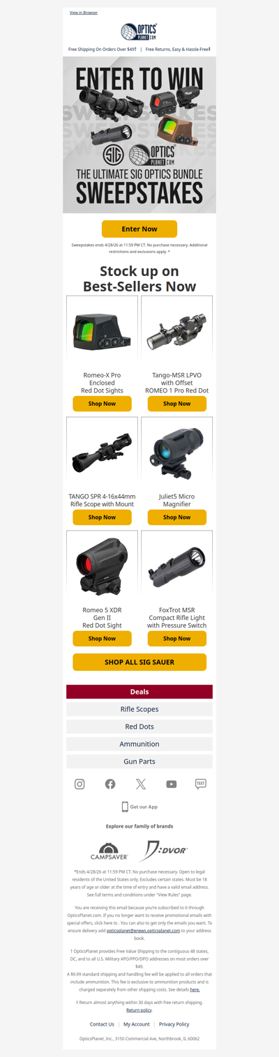 Enter to Win Over $2,200 in SIG Optics!