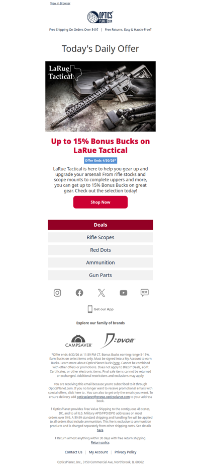 Up to 15% Bonus Bucks on LaRue Tactical 💸