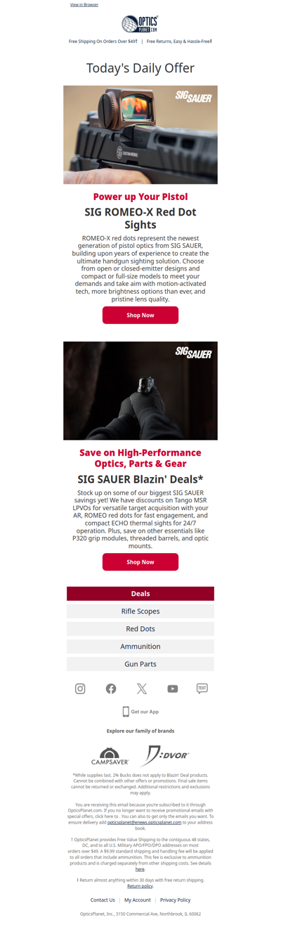 SIG SAUER Savings: Optics, Parts & Accessories