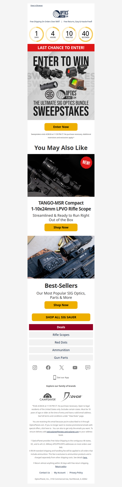 SIG Sweepstakes: Last Chance to Enter!