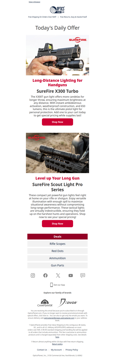 Special Savings on SureFire Weapon Lights