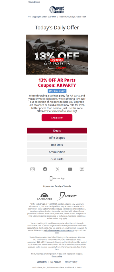 Get 13% OFF AR Parts!