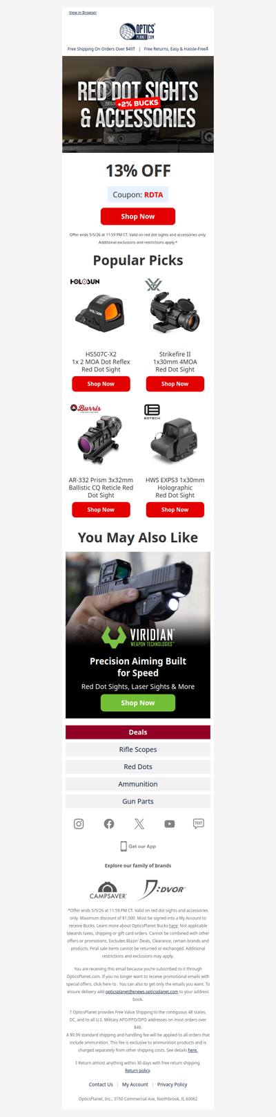 13% OFF Red Dot Sights & Accessories