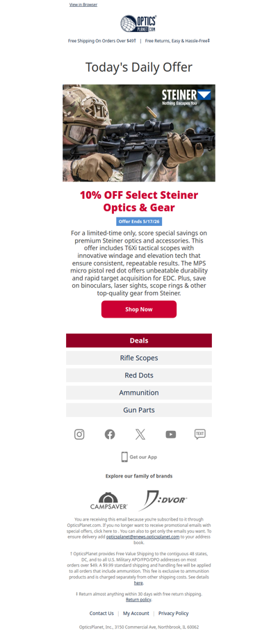 10% OFF Select Steiner Optics!