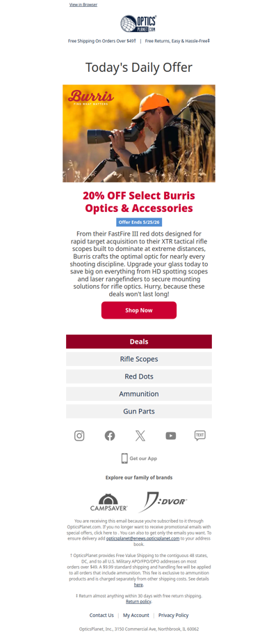 20% OFF Featured Burris Optics!