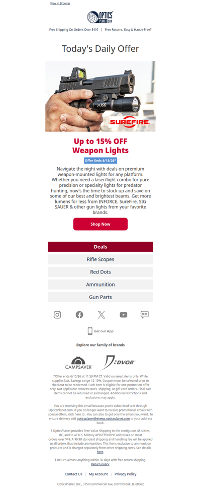 Up to 15% OFF Weapon Lights 💡