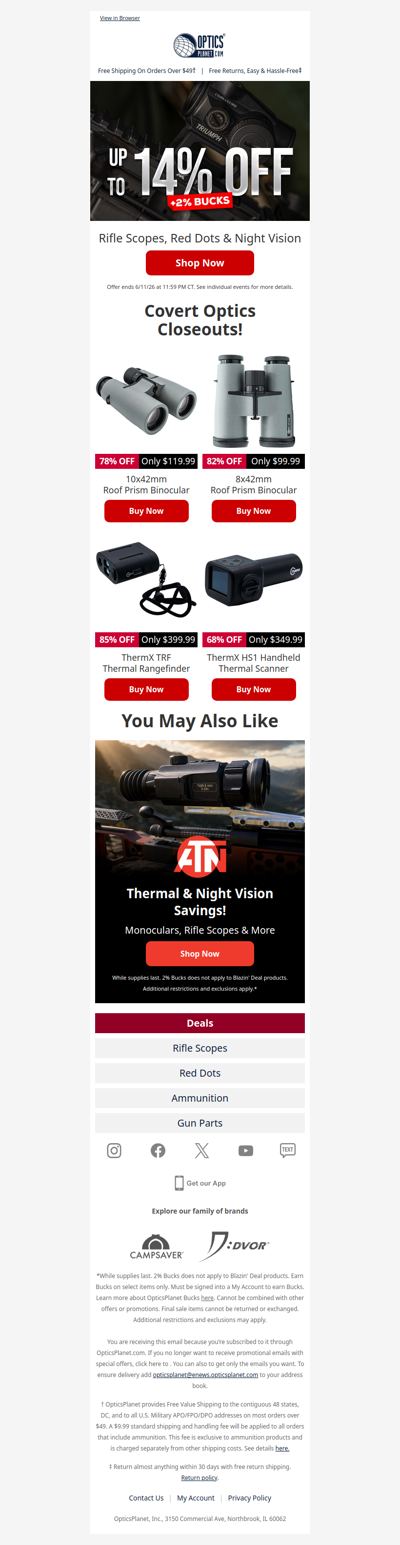 🚨 Up to 14% OFF Optics Ends Today!