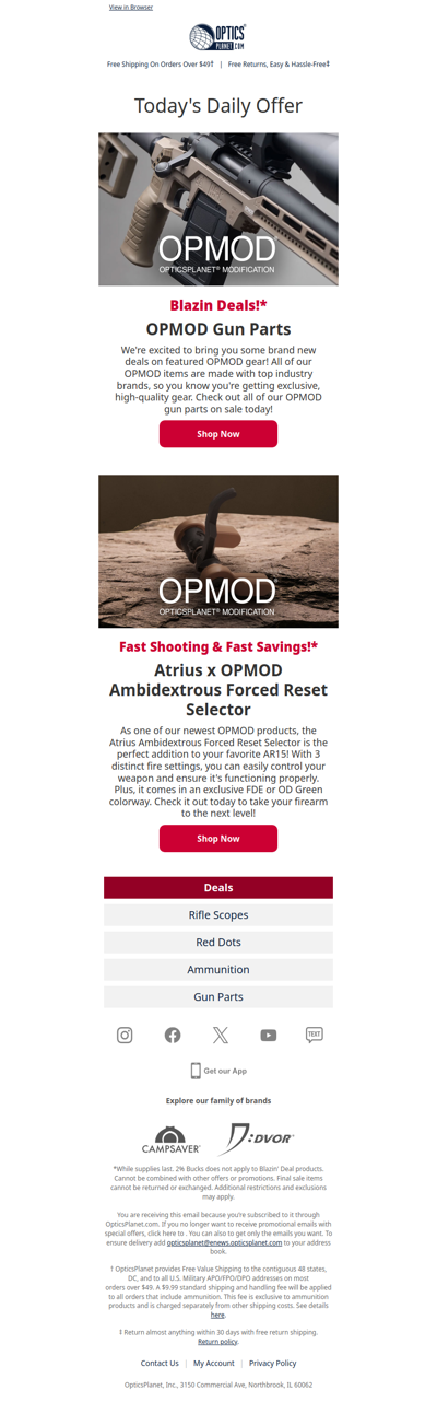 New OPMOD Drops & Gun Part Deals!
