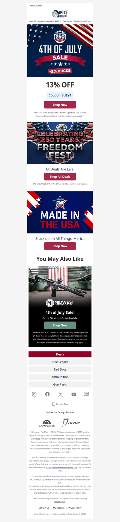13% OFF 4th of July Sale