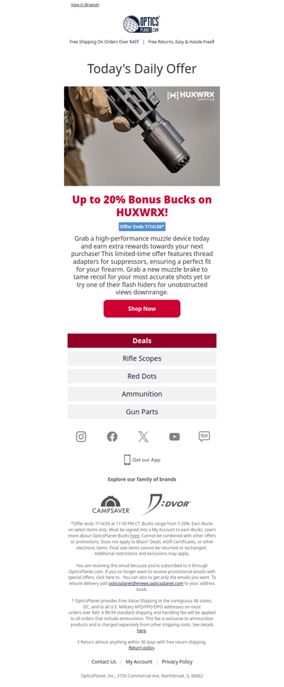 Up to 20% Bonus Bucks on HUXWRX!
