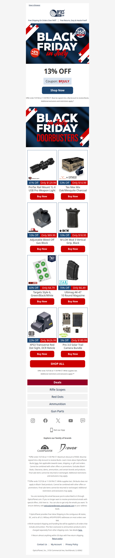 13% OFF Black Friday in July