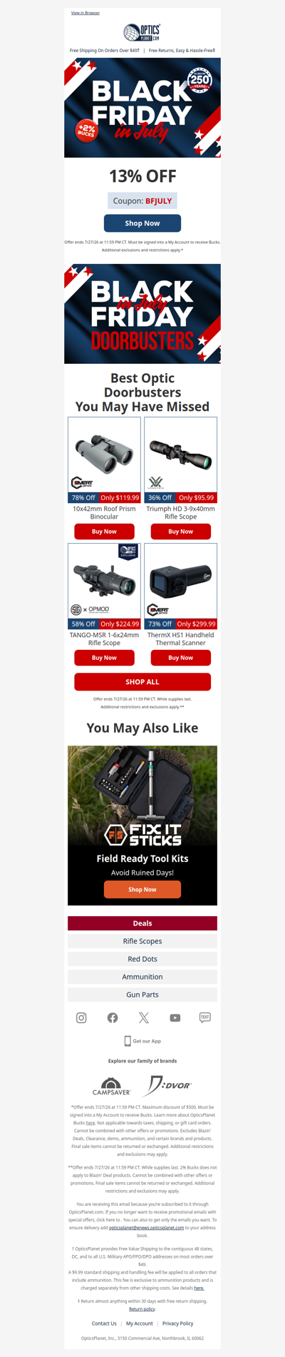 Black Friday in July: 13% OFF!