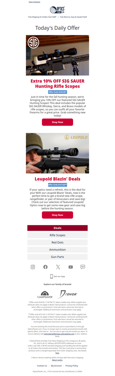10% OFF SIG SAUER Hunting Scopes