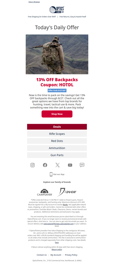 13% OFF Backpacks!