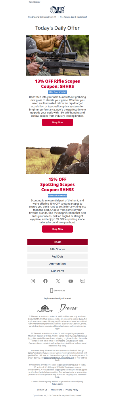 Save 13% on Top-Rated Rifle Scopes!