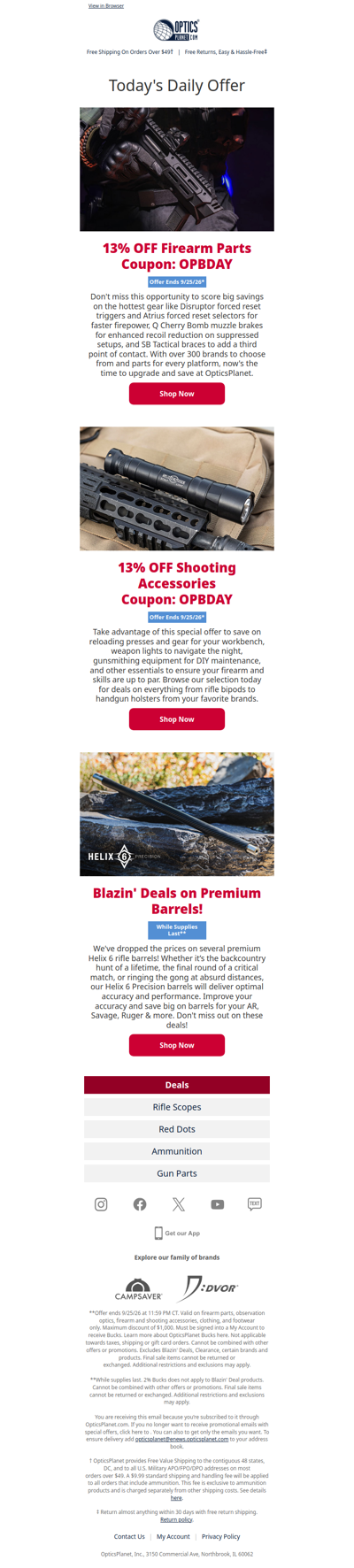 13% OFF Firearm Parts & Accessories!