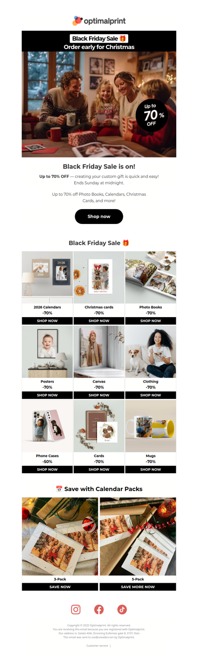 Black Friday Sale is ON! Up to 70% OFF Photo Gifts 🎁