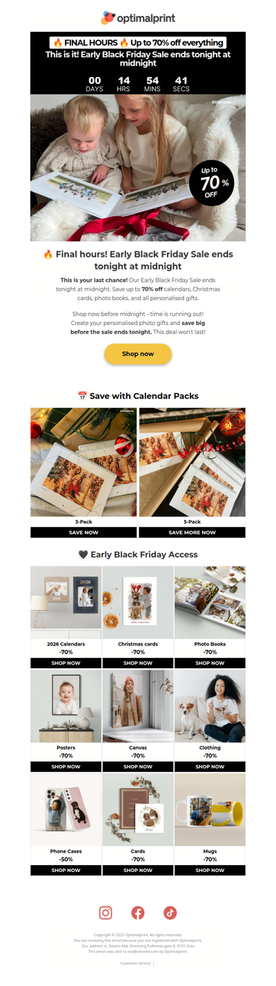 ⚫ FINAL HOURS ⏰ Up to 70% OFF ends tonight at midnight