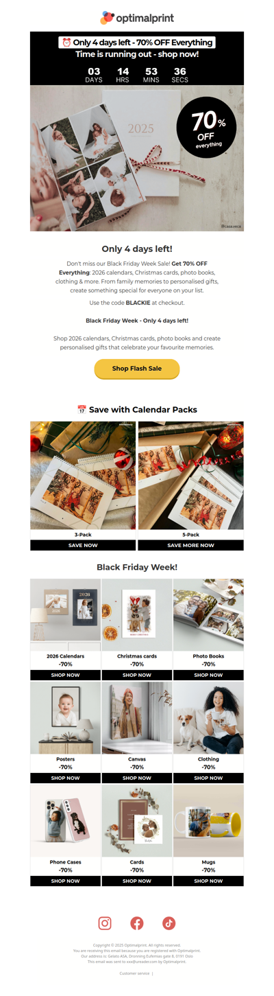 Only 4 days left! ⏰ 70% OFF Everything - Black Friday