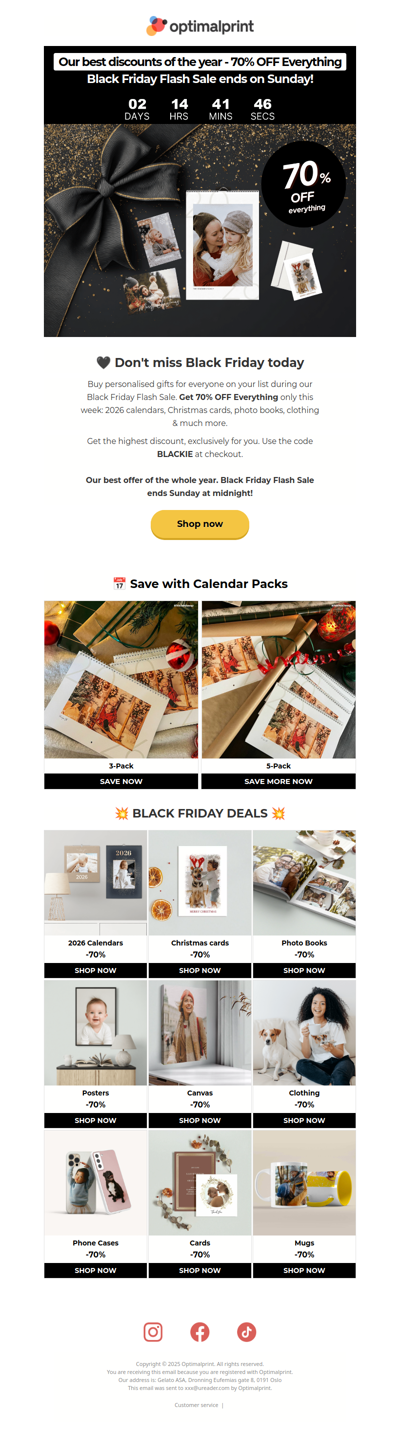 70% OFF Everything 🖤 Don't miss the year's highest discount!