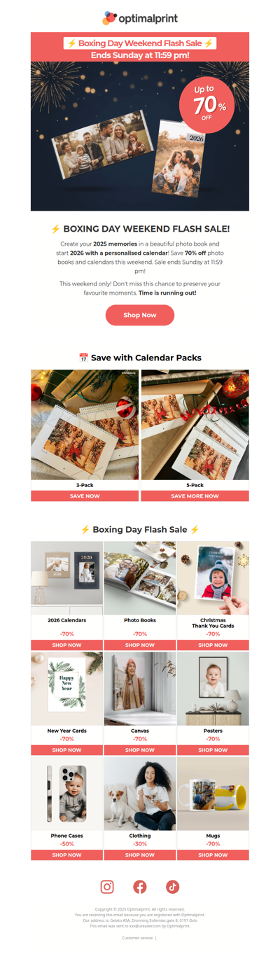 ⚡ Boxing Day Flash Sale! 70% off photo books & calendars