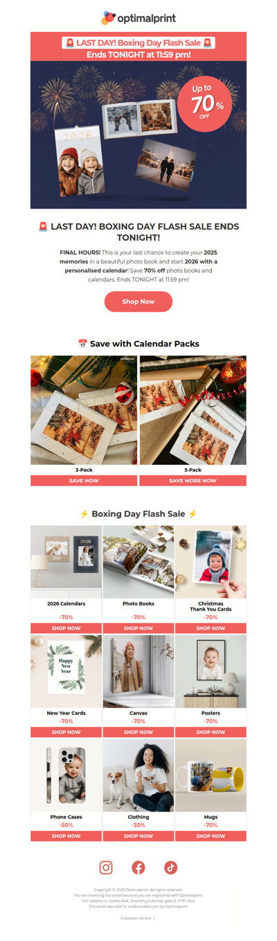 🚨 LAST DAY! 70% off all photo books & calendars