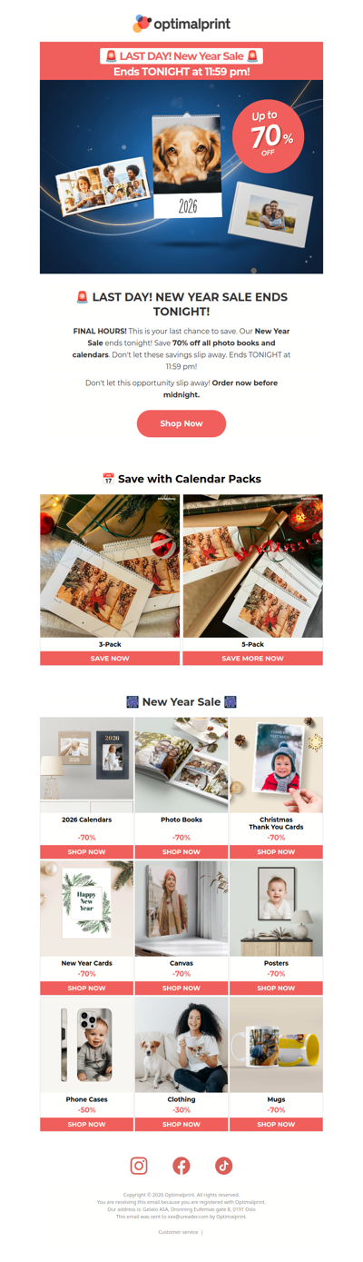 🚨 LAST DAY! 70% off all photo books & calendars ends TONIGHT