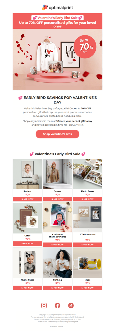 💕 Valentine's Early Bird | Up to 70% OFF personalised gifts