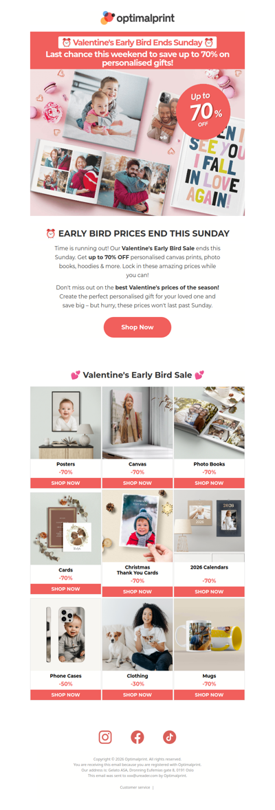 ⏰ Ending soon! Valentine's Early Bird ends Sunday | Up to 70% OFF