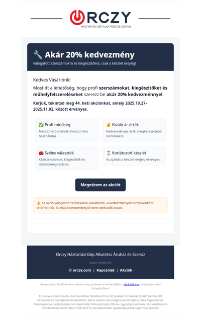 🔧 Akár 20% kedvezmény szerszámokra és kiegészítőkre – csak a készlet erejéig!