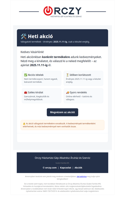 Heti akció - válogatott termékek 2025.11.11-ig.