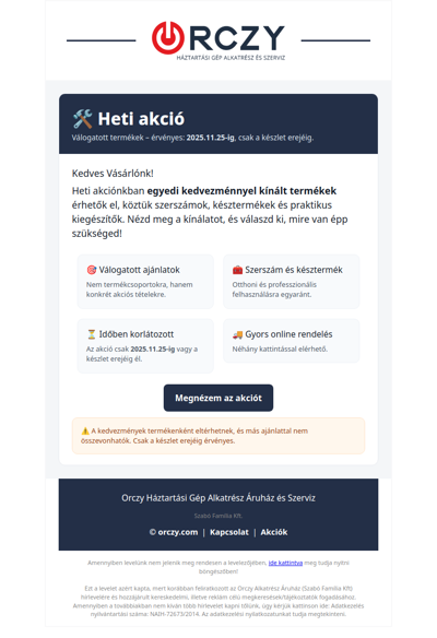 Heti akció - válogatott termékek 2025.11.25-ig.